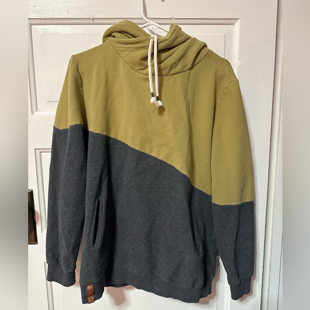AMPERSAND AVE Olive and Charcoal Hoodie
